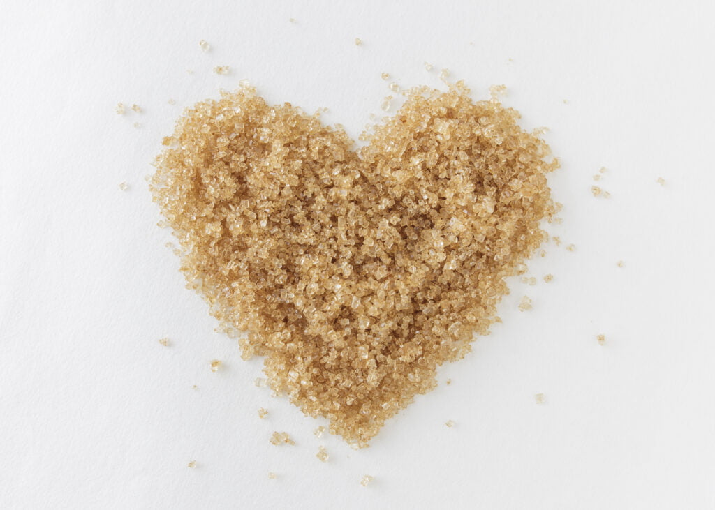 Brown sugar in heart shape